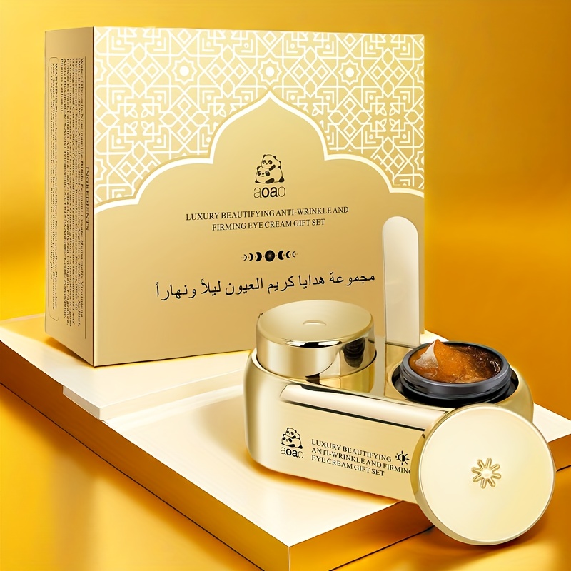 Image of 2pcs Eye Cream With Niacinamide, Collagen And Peptides Day And Night Eye Cream Tightens Of Dark Circles Skincare Make Skin Looking Gift Set