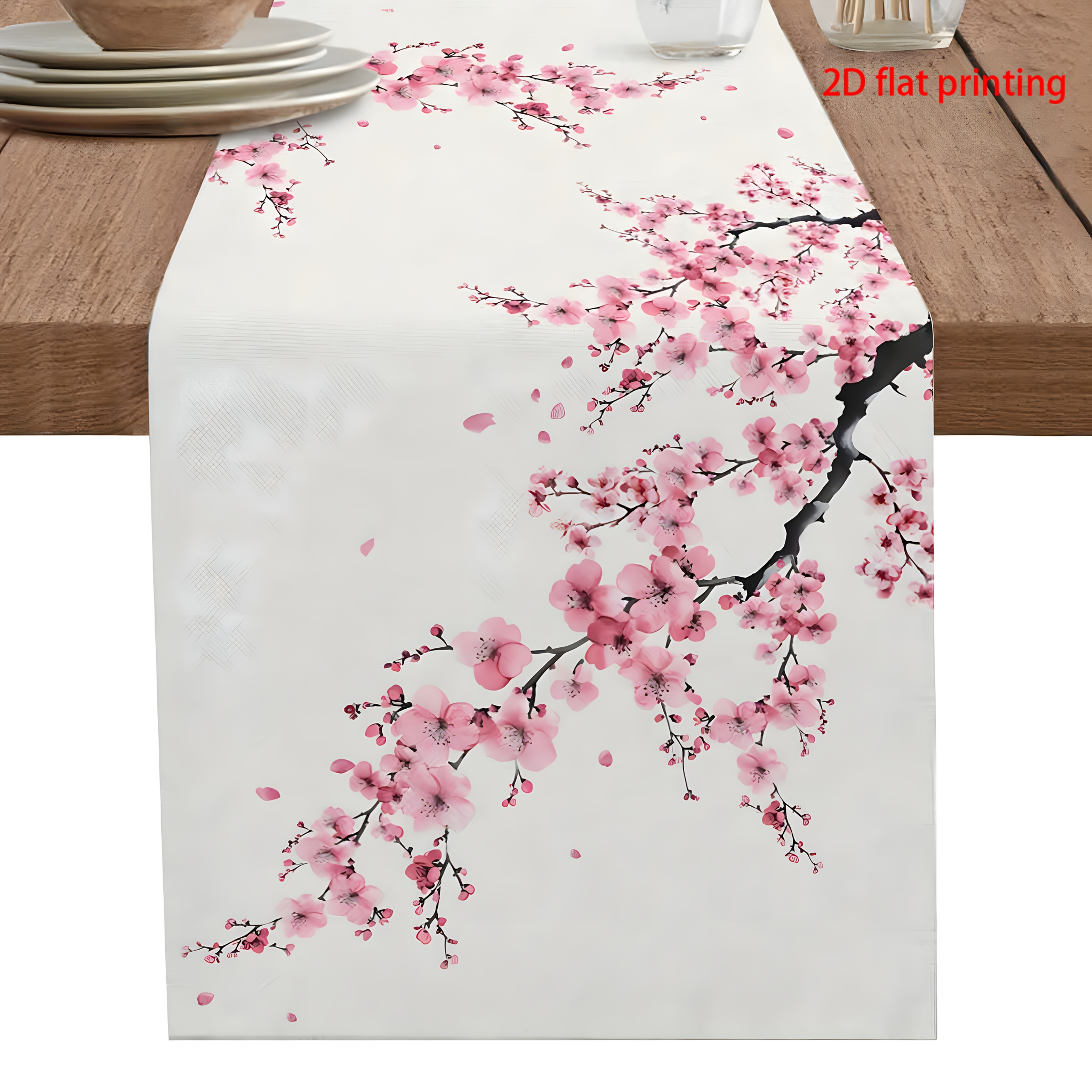 Image of 1 Polyester Table Runner Featuring A Vintage Cherry Pattern, Perfect For Festive Kitchen Table Decorations. Suitable For Indoor And Outdoor Home Parties