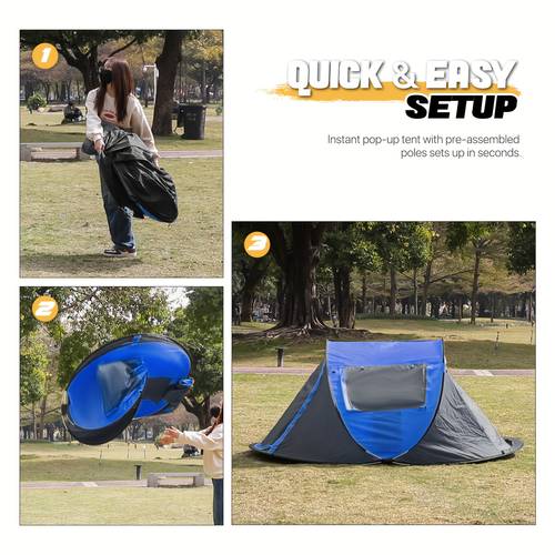 up tent 2 person for camping waterproof outdoor up automatic family travel tent 2 doors and side windows instant easy up beach tent with carry bag