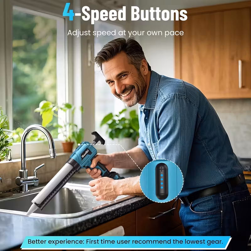 cordless caulking gun battery powered caulk gun 10oz 300ml 4 adjustable speed electric caulk gun with 2 0ah li battery charger led light lightweight caulking gun for bathroom balcony doors filling sealing caulking gun battery powered battery operated caulking gun caulking gun with light caulking gun holder home tool bathroom sealing ergonomic grip motor smooth operation powerful caulk gun air compressor for Product details 2