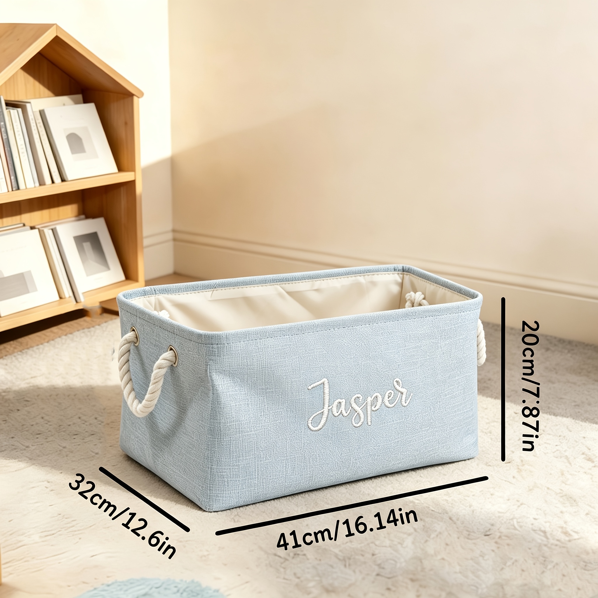 Personalized Embroidered Storage Basket with Handle