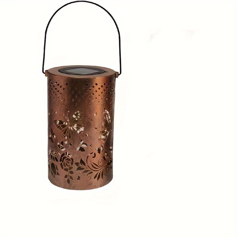 

1pc Solar-powered Metal Lantern With Butterfly Shadow, Outdoor Garden Lawn Light, Hanging Patio Landscape Lamp, Ideal For Restaurant, Bar Ambiance, Gift For Family & Friends