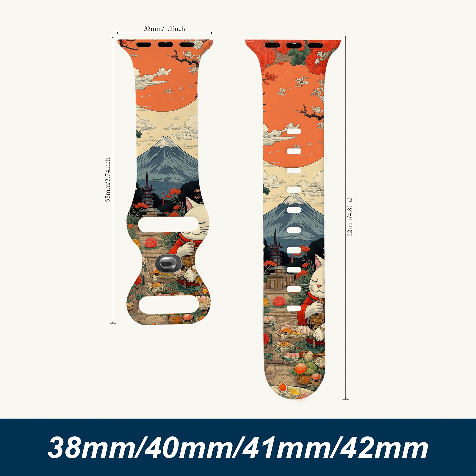 TEMU Correas de silicona delgadas para Apple Watch Series 8 para Mujer/Hombre, correas elegantes, florales, elásticas, compatibles con Apple Watch