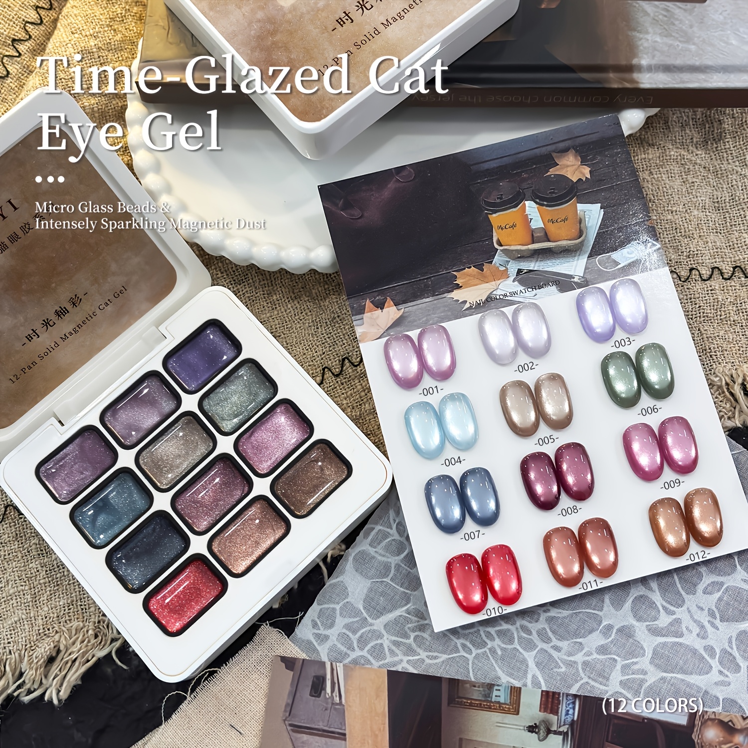 Xeijayi 12 Grid Time Glaze Cat Eye Gel ---2026 Popular Nail Solid Cat Eye Gel 12 Grid Set Sparkling Magnetic Gel Nail Polish Fashion Salon Cat Nail Shine