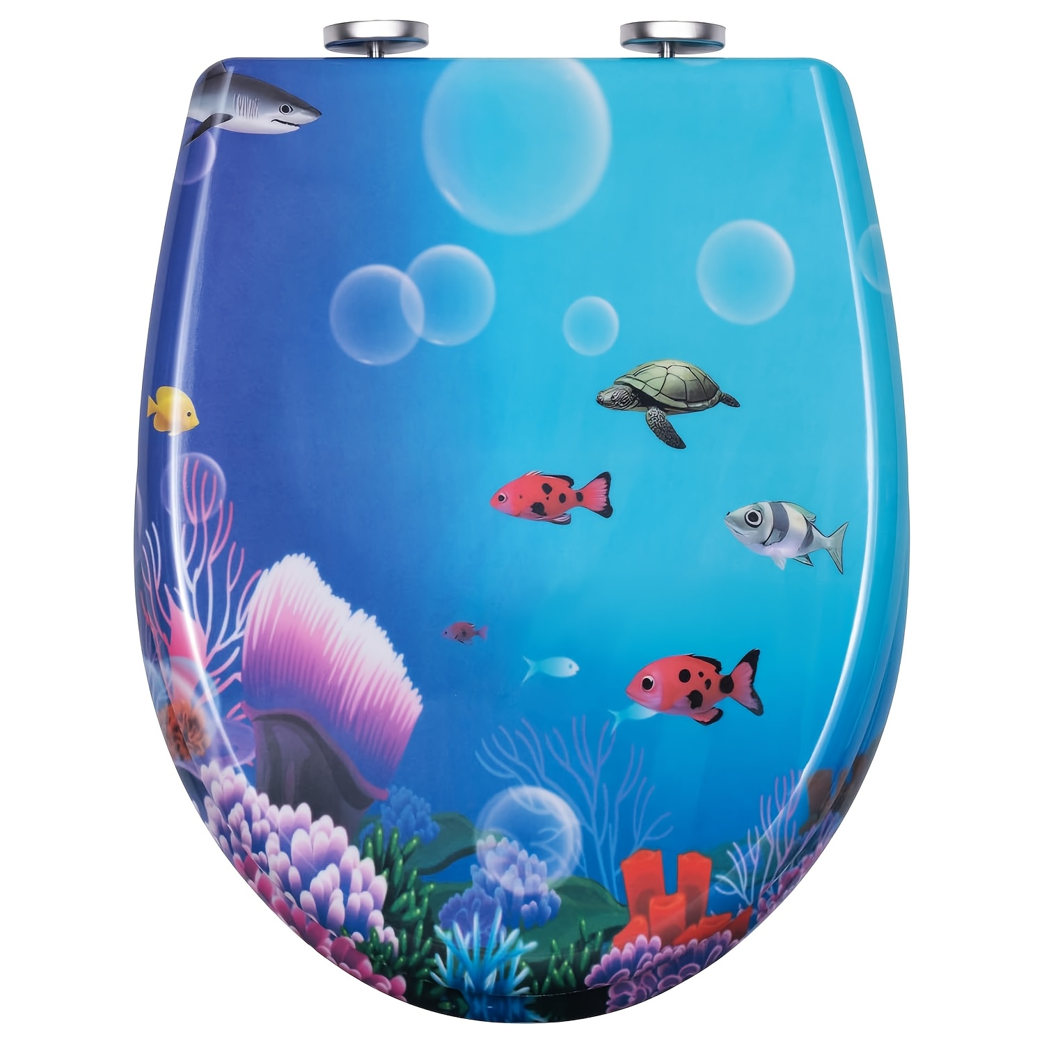 1pc Toilet Seat With Mechanism, Toilet Seat Motif, Toilet Lid Release Function, Premium Toilet Lid, Toilet Seat Made Of , O Shape, Goldfish Cartoon, Easy To Clean And Install