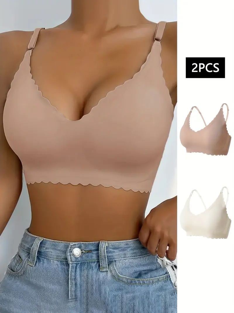 Simple Solid Seamless Wireless Padded Bra Comfy Breathable - Temu