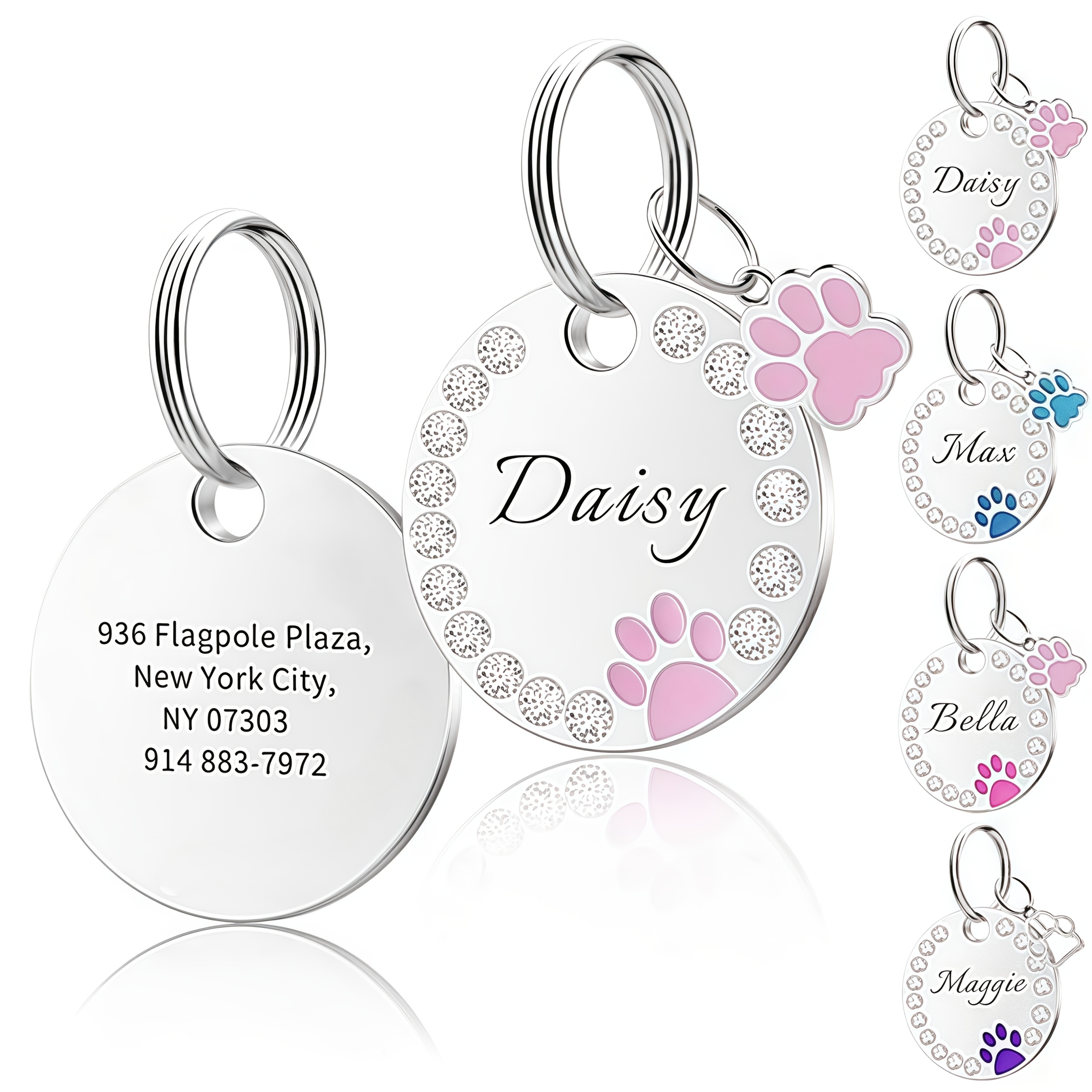 TEMU 1pc Customizable Cute Pendant Tag For Dogs - Personalized Name, Id, Phone Number Label, Suitable For Keychains & Accessories - Perfect Daily Use
