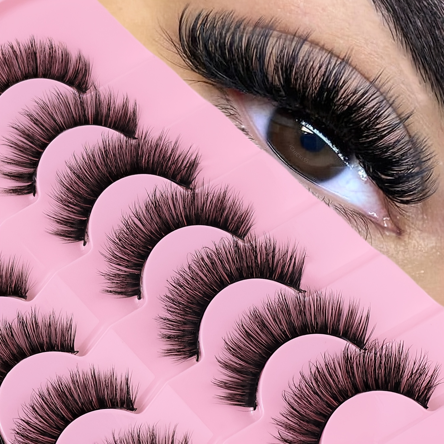 Image of 7 Pairs Of Fluffy And False Eyelashes For A Messy, Natural Makeup Look. Reusable, Soft, And Comfortable. Suitable For Daily Wear, Holidays, And Parties