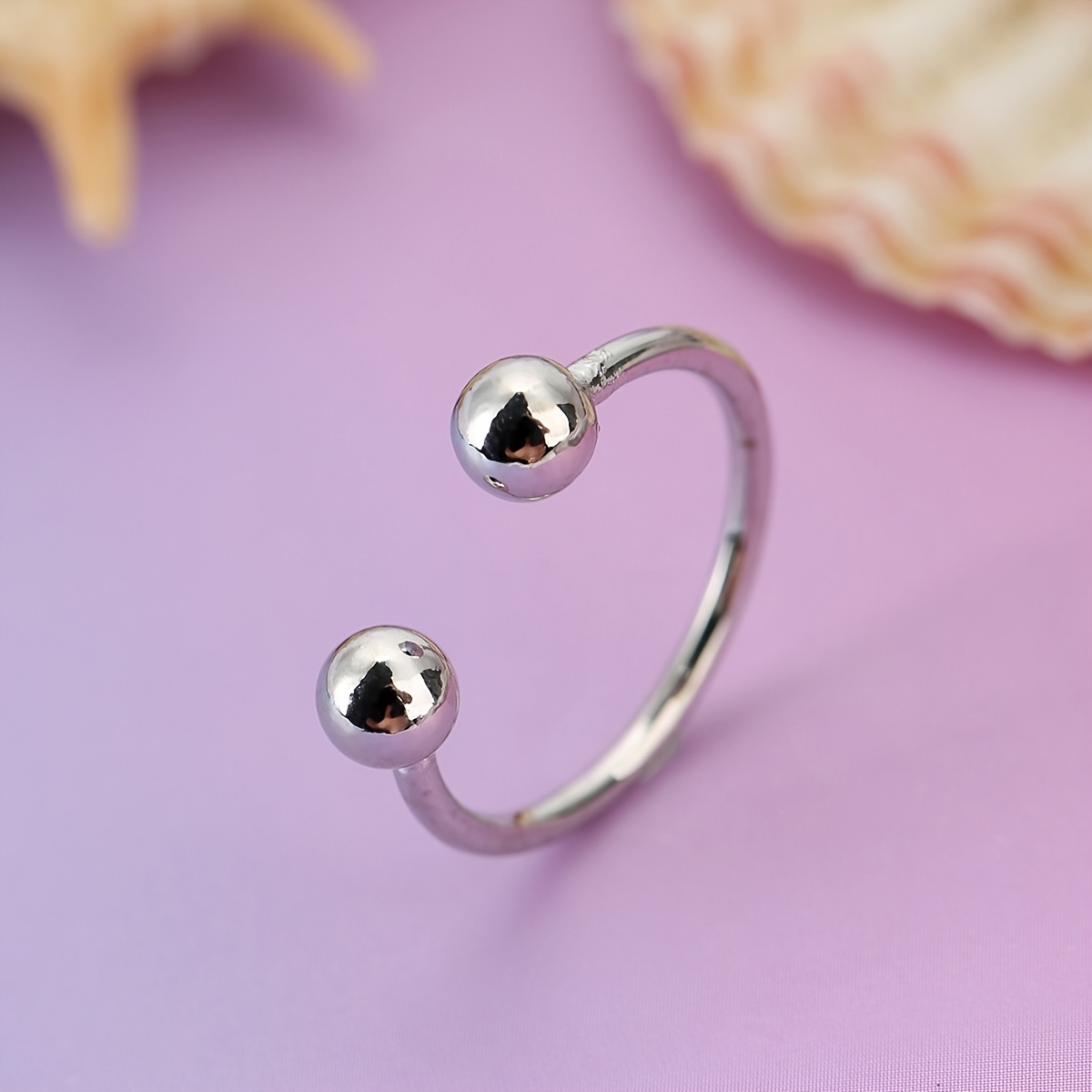 Unisex Adjustable Copper Double Ball Ring, Minimalist Design