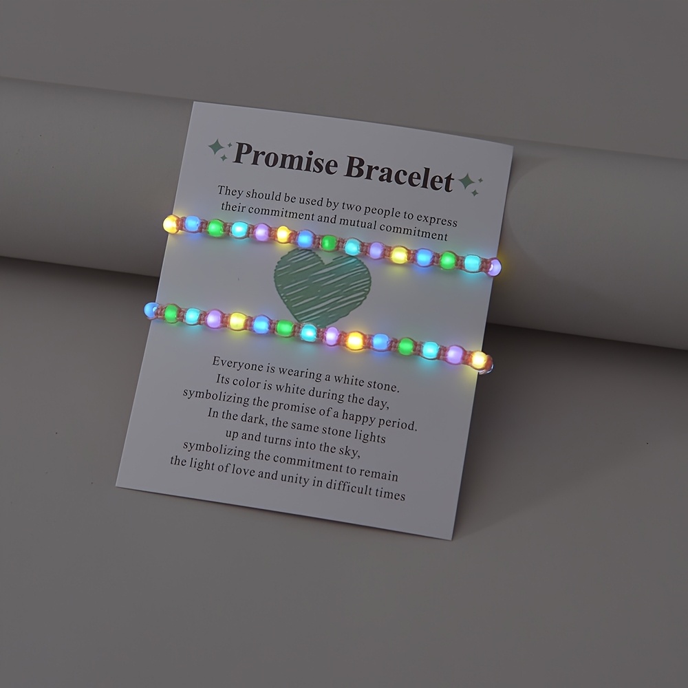 E-shop 2 Stücke Modische Farbige Leuchtende Perlen Geflochtene Paar-Armbänder, Ideal zum Verschenken, für Dates, Partys den