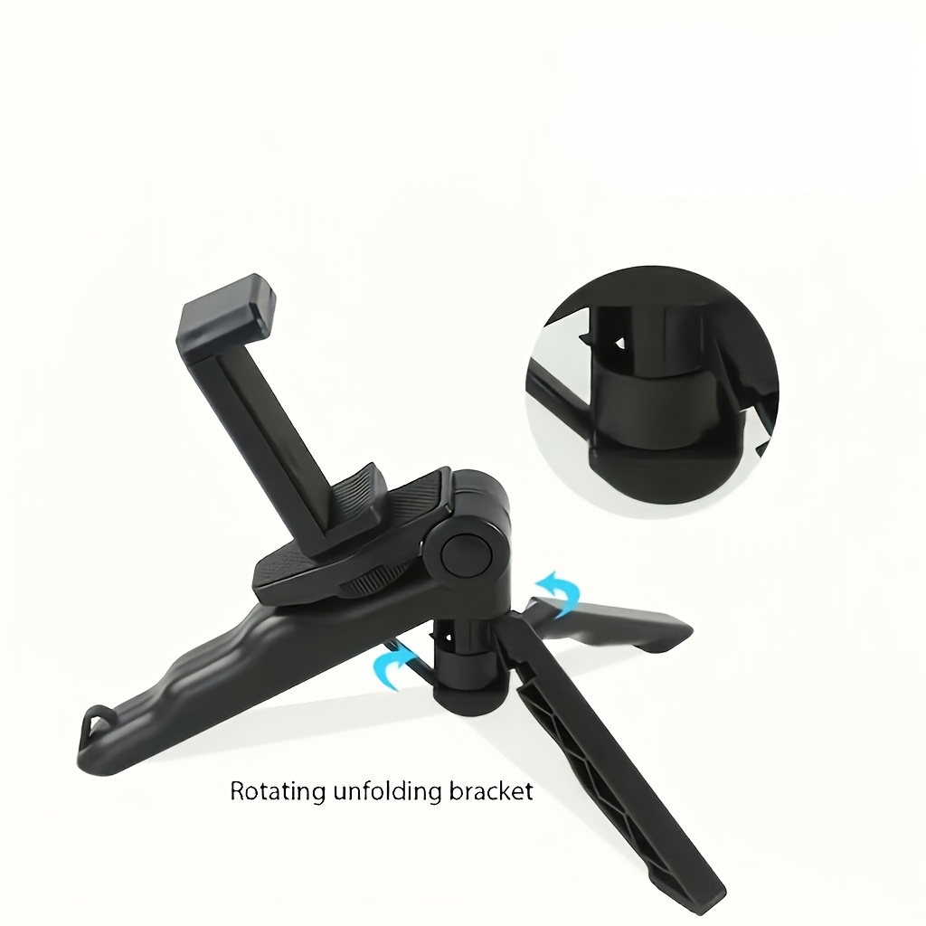 TEMU 2pcs 360° Phone Mount Set, Including 1pc Tripod And 1pc Phone Clamp - Portable Adjustable Tripod, Ideal For Live Streaming And Photography |