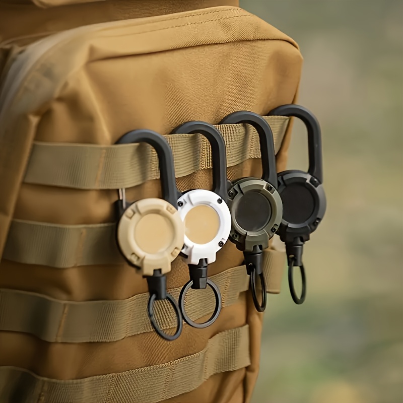 TEMU Camping Tactical , Retractable , Steel Cord, Multi-functional Keychain, Camping Elastic Loss Prevention Cord, Backpack , Badge Clip, Clip, Id Card Holder, Keychain