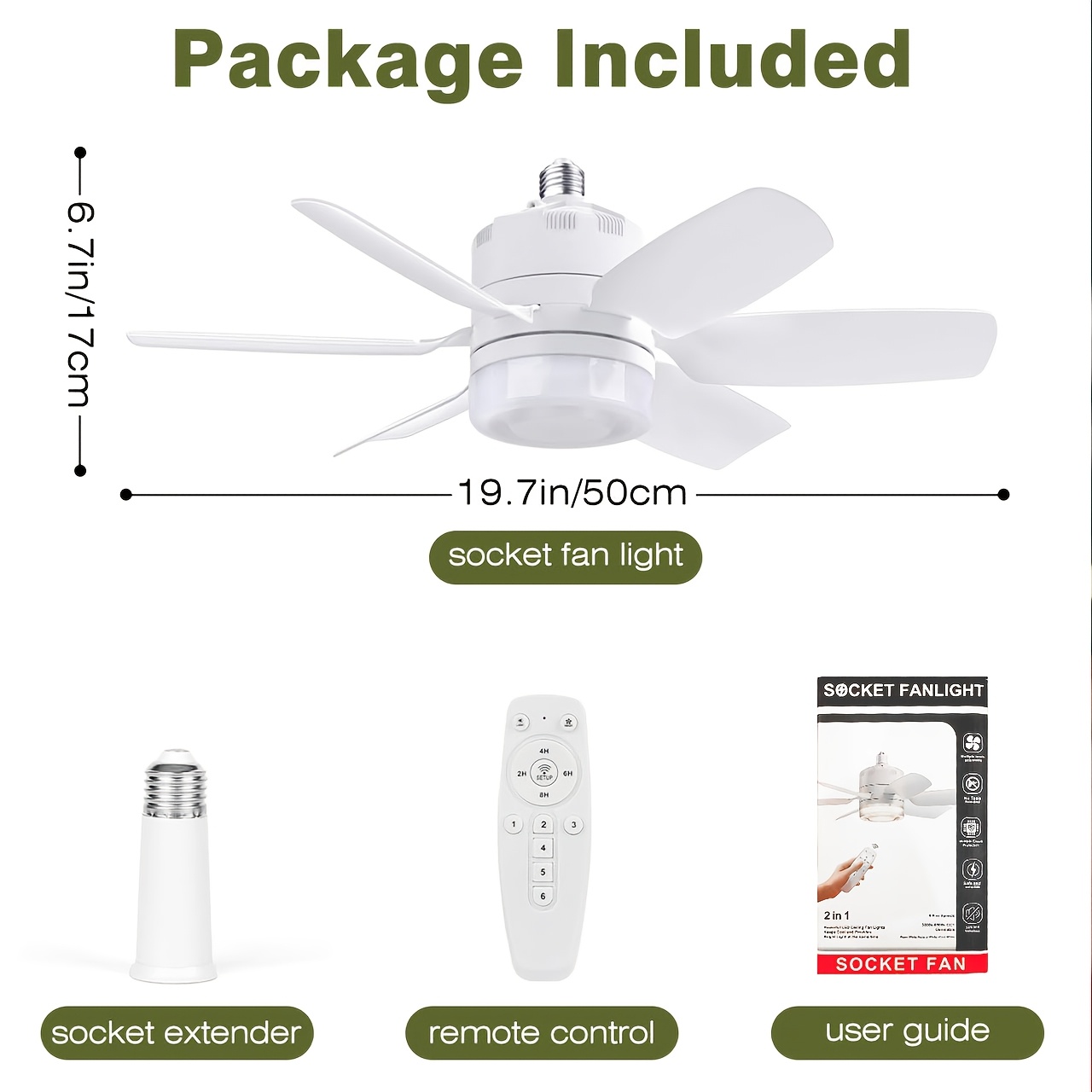 Wind Ceiling Fan With Remote Control, Adjustable Brightness, And 6 , Socket-type Fan Lamp, Is Suitable For Ceiling Fans Installed On The Ceiling, With A Bulb, And Is Suitable For Use In Bedrooms And .