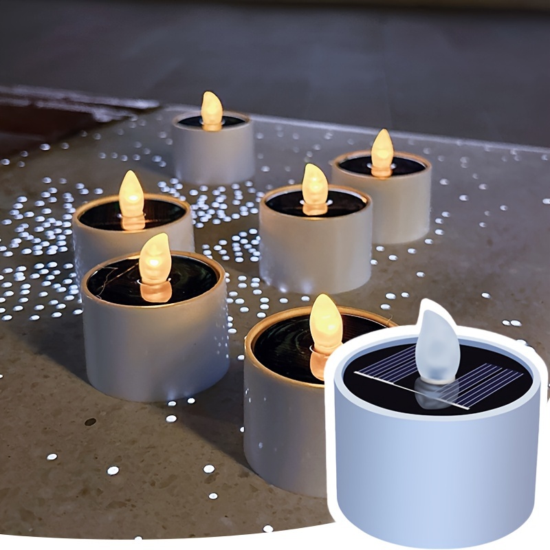 

6-pack Solar Flickering Candle Lights, Festive Atmosphere Decoration Lights, Romantic Ambiance For Dates, Reusable, Perfect Gift For Parents, Wife, And Friends.