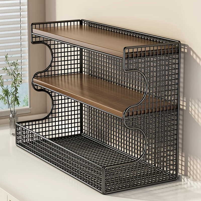 Snack Desktop Organizer, Kitchen Spice Rack, Dining Table Countertop Sideboard Cup Holder, Suitable For All , Standing Shelf