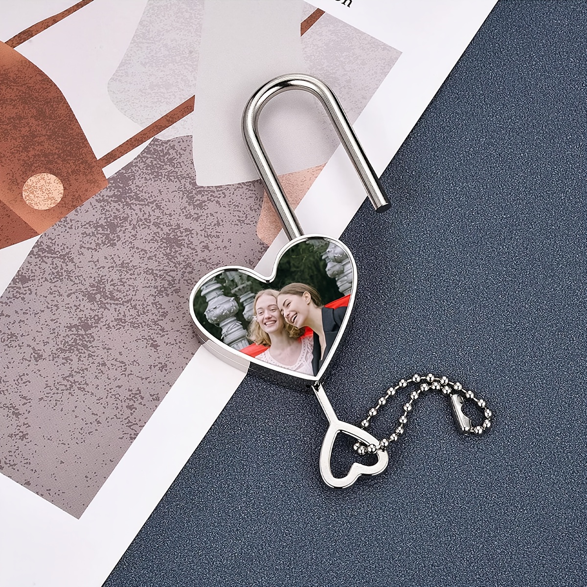 Personalized Love Lock with Photo, Custom Heart Lock