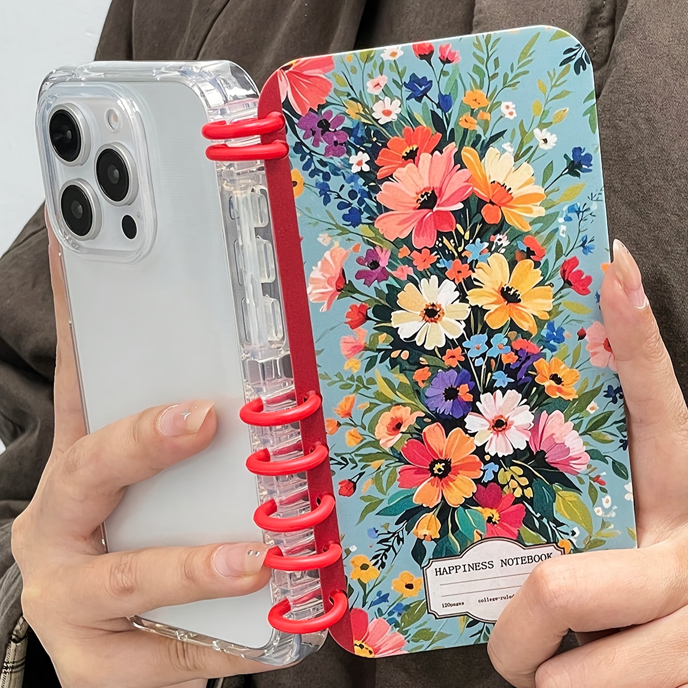 TEMU Estuche Protector para Teléfono con Diseño de Pintura al Óleo Floral y Cuaderno para Mujeres, Anticaída Adecuado para iPhone