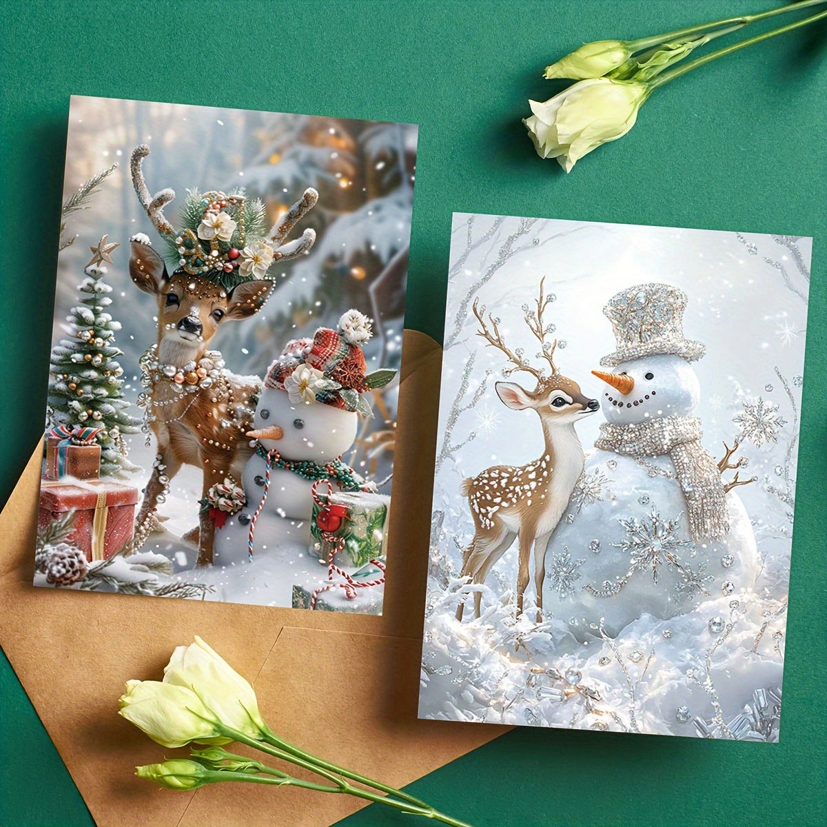 

6pcs Christmas Greeting Cards With Envelopes - Personalizable , Anyone, Ideal For Holiday Wishes, Party Decor & Gift