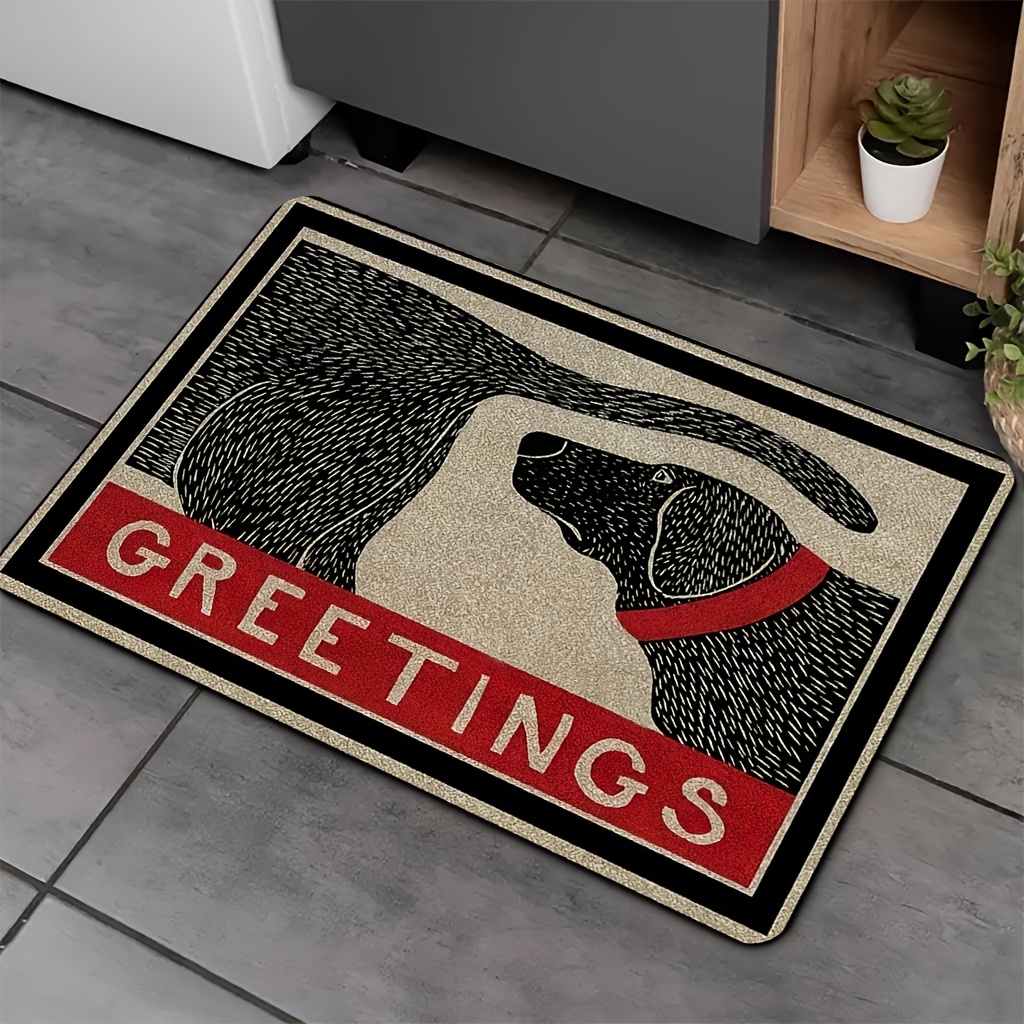 TEMU [product] 1pc Pattern And "greetings" Slogan Home Decor Room Decor Outdoor Decor Machine Washable Easy Clean Lightweight Flannel With Anti-slip