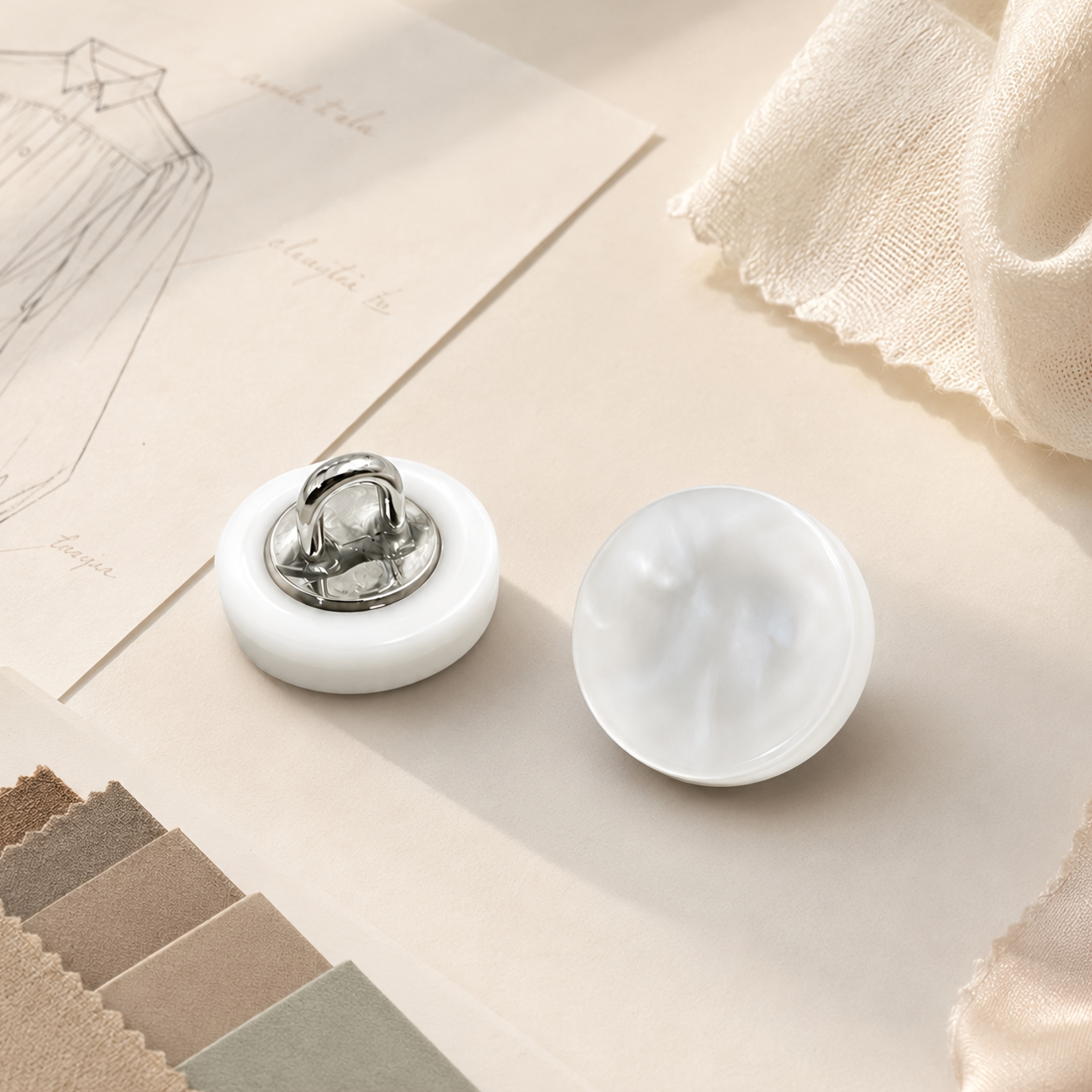 TEMU 10pcs 11mm Pearlized Resin Shirt Buttons, Round White Metal Shank Sewing Buttons, Single Color Garment Replacement Buttons For Shirts, Blouses,