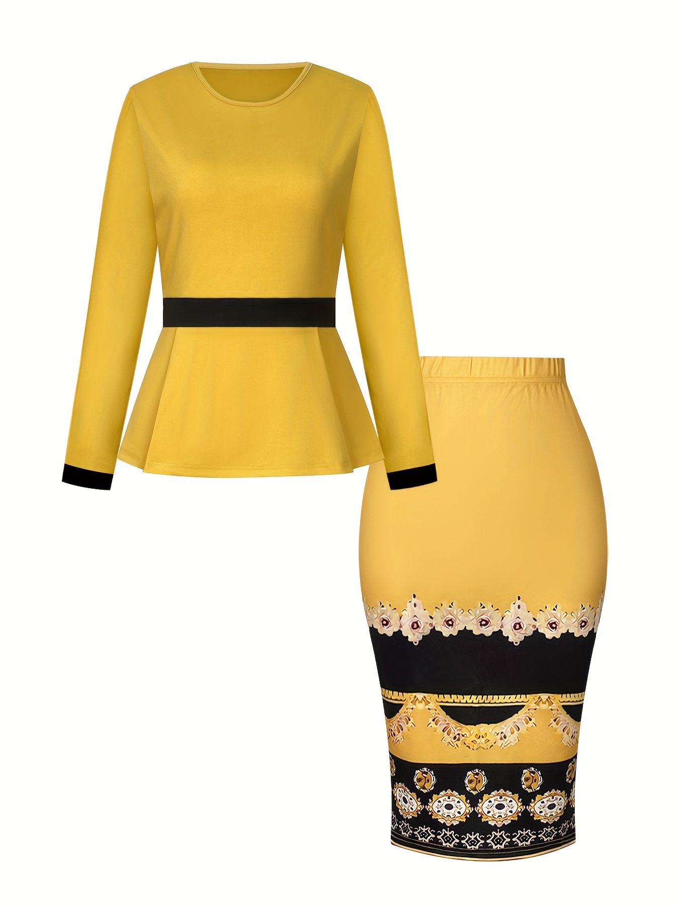 completo gonna a fiori elegante top peplo a Temu Italy