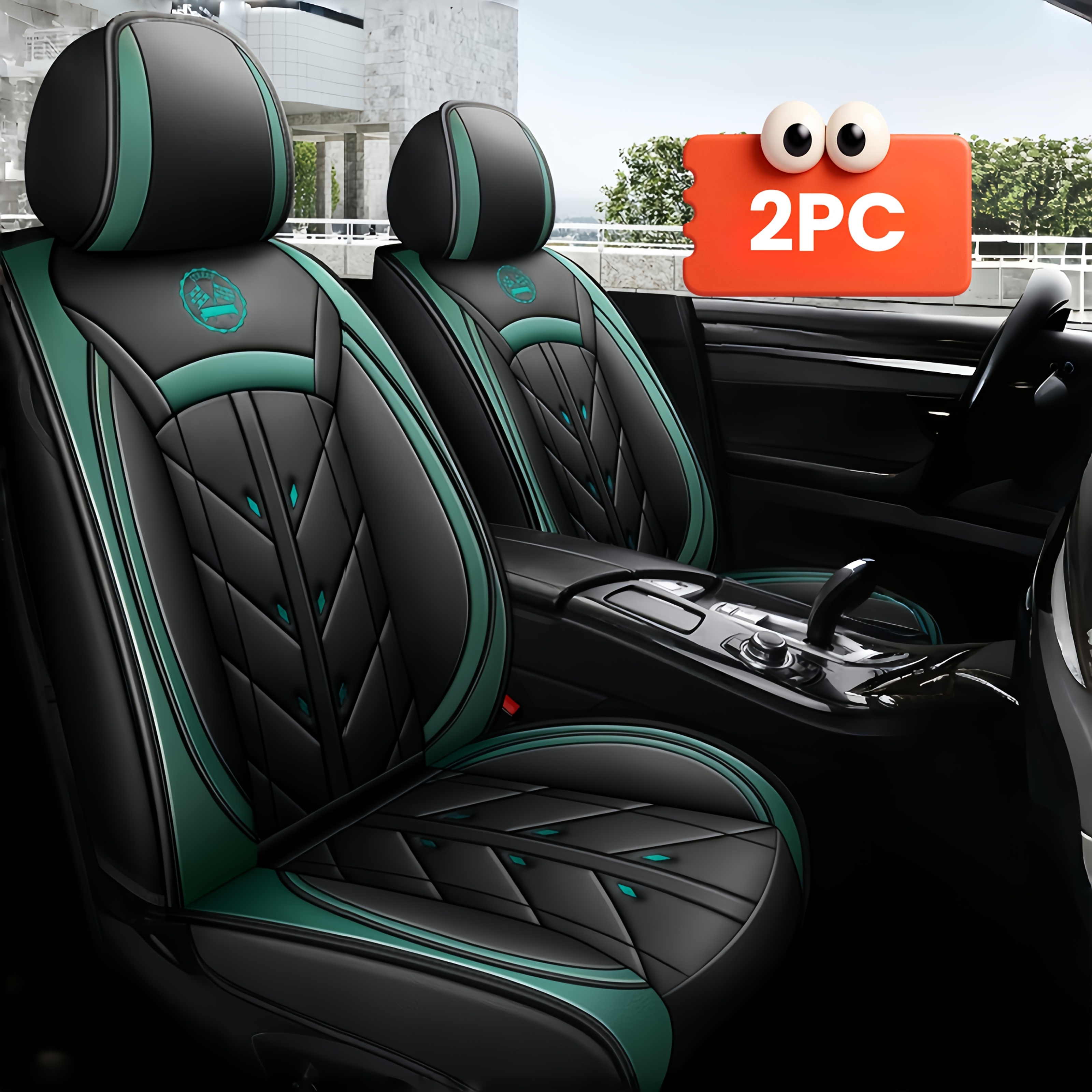 Set of 2 Luxury Faux Leather Car Seat Covers, Non-Slip Design