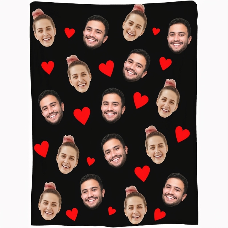 TEMU Couverture Personnalisée avec Photos, Couverture Visage Personnalisée avec Image, Couverture avec , Cadeau pour la Saint-Valentin, Cadeau ,