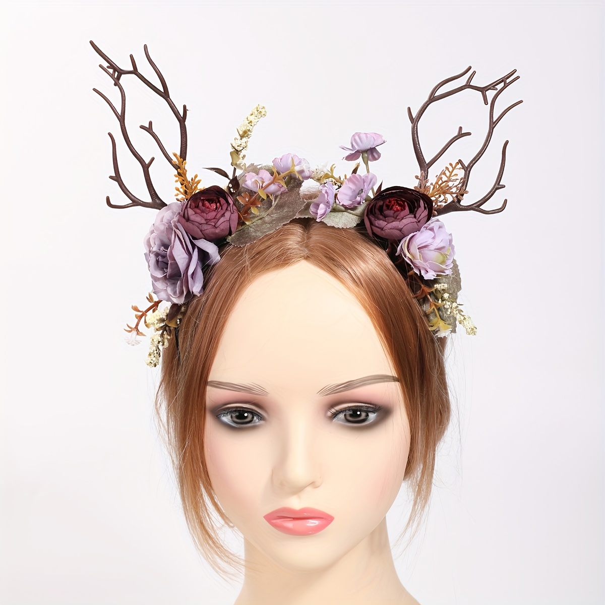 E-shop 1 Stück Handgefertigte Vintage Hochzeitskrone mit Zweigen & Blüten – Wald-Themen Elfen-Haar-Tiara für Frauen, für Karneval, Straßenparty,