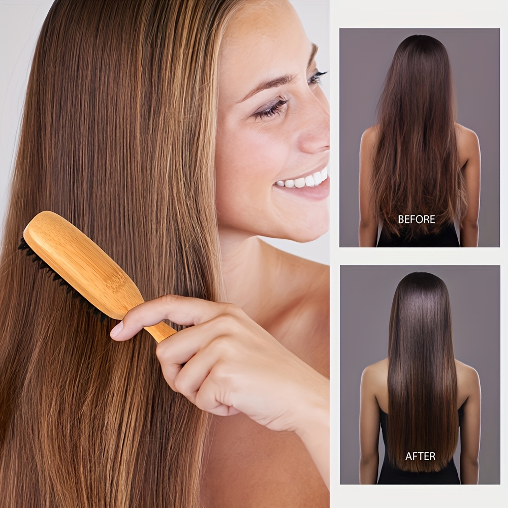 Bamboo Handle Hair Brush with Soft Bristles for All Hair Types