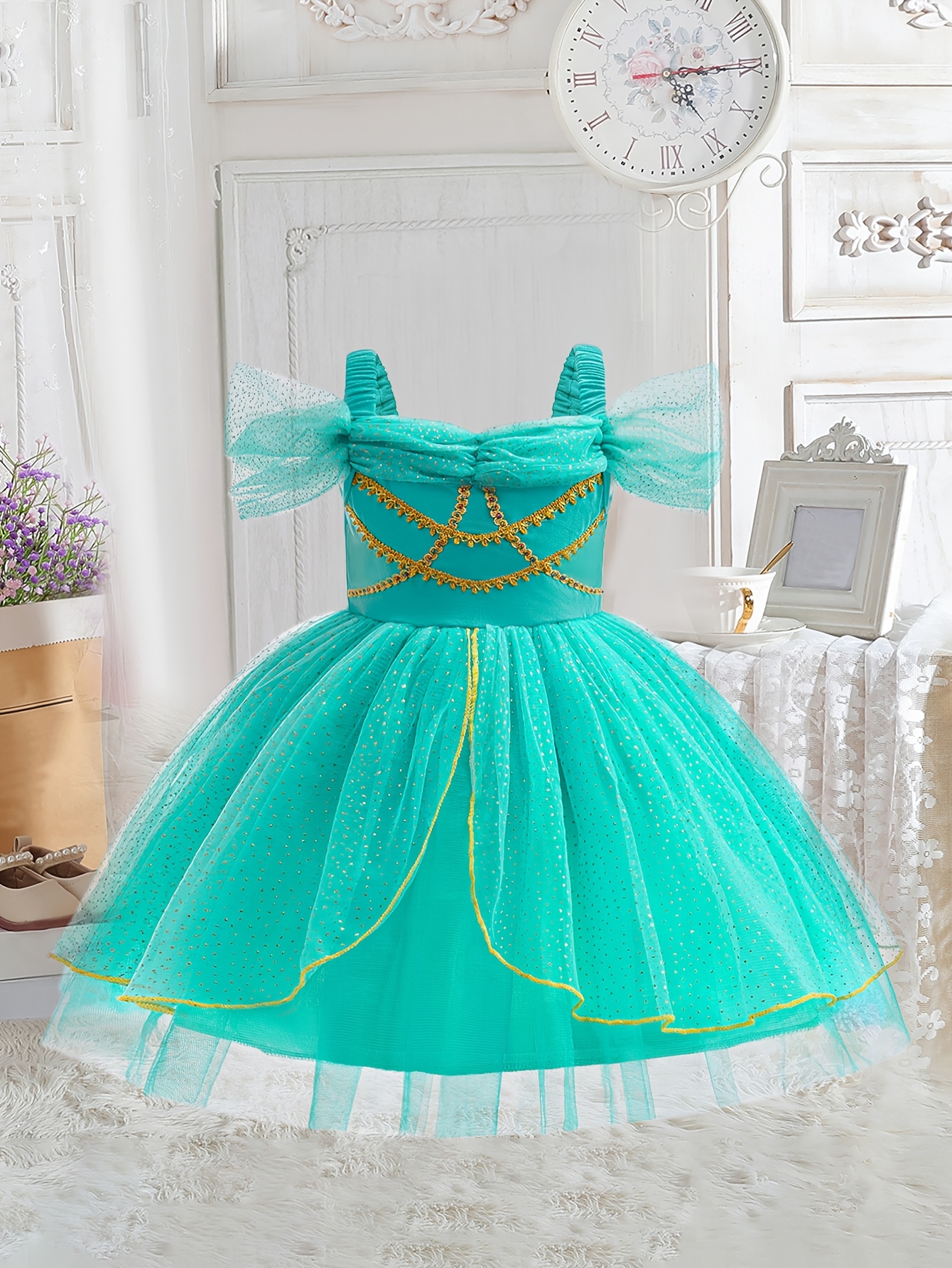 1pc robe princesse filles jupe en tulle verte Temu France