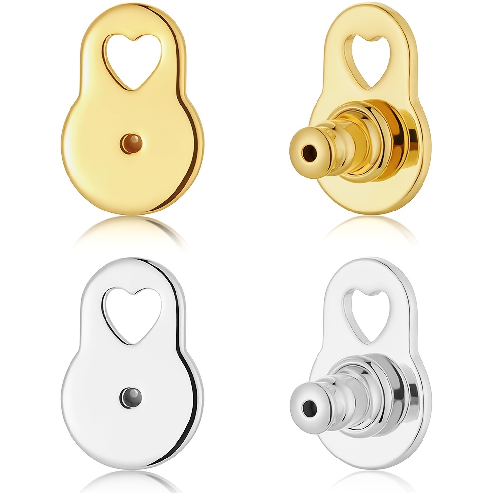 TEMU Supporti per orecchini progettati per orecchie pendenti, robusti sollevatori a forma di cuore per orecchini pesanti, chiusure per orecchini a