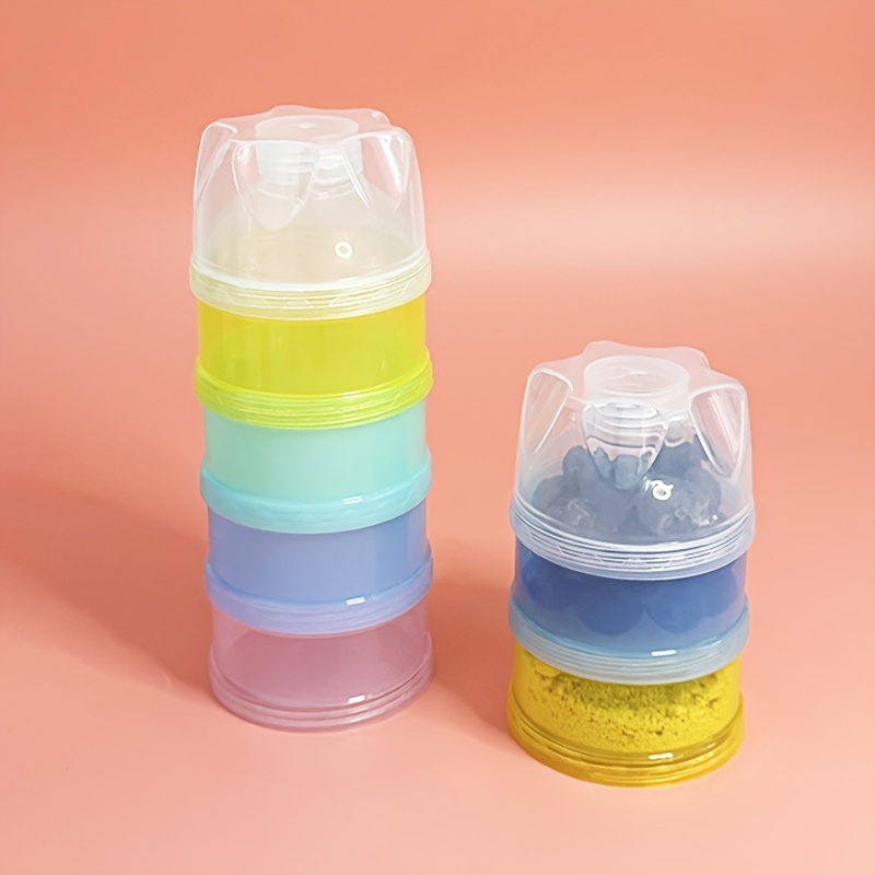 2Sets/1Set Milk Powder Dispenser, 4-Layers/3-Layers Portable Formula Container, Feeding Travel Snack Box, Feeding Travel Food Storage Container Non-Spill Stackable Snack Storage Container for Outdoor/Camping