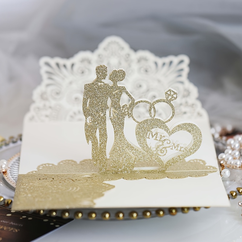 1 Set Laser Cut Wedding Invitation Cards Blank Inner Page Rsvp Card