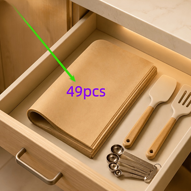 TEMU 49 pièces de papier de cuisson de haute qualité, convient pour gâteaux, pain, pizza et autres aliments, adapté aux à haute température et aux