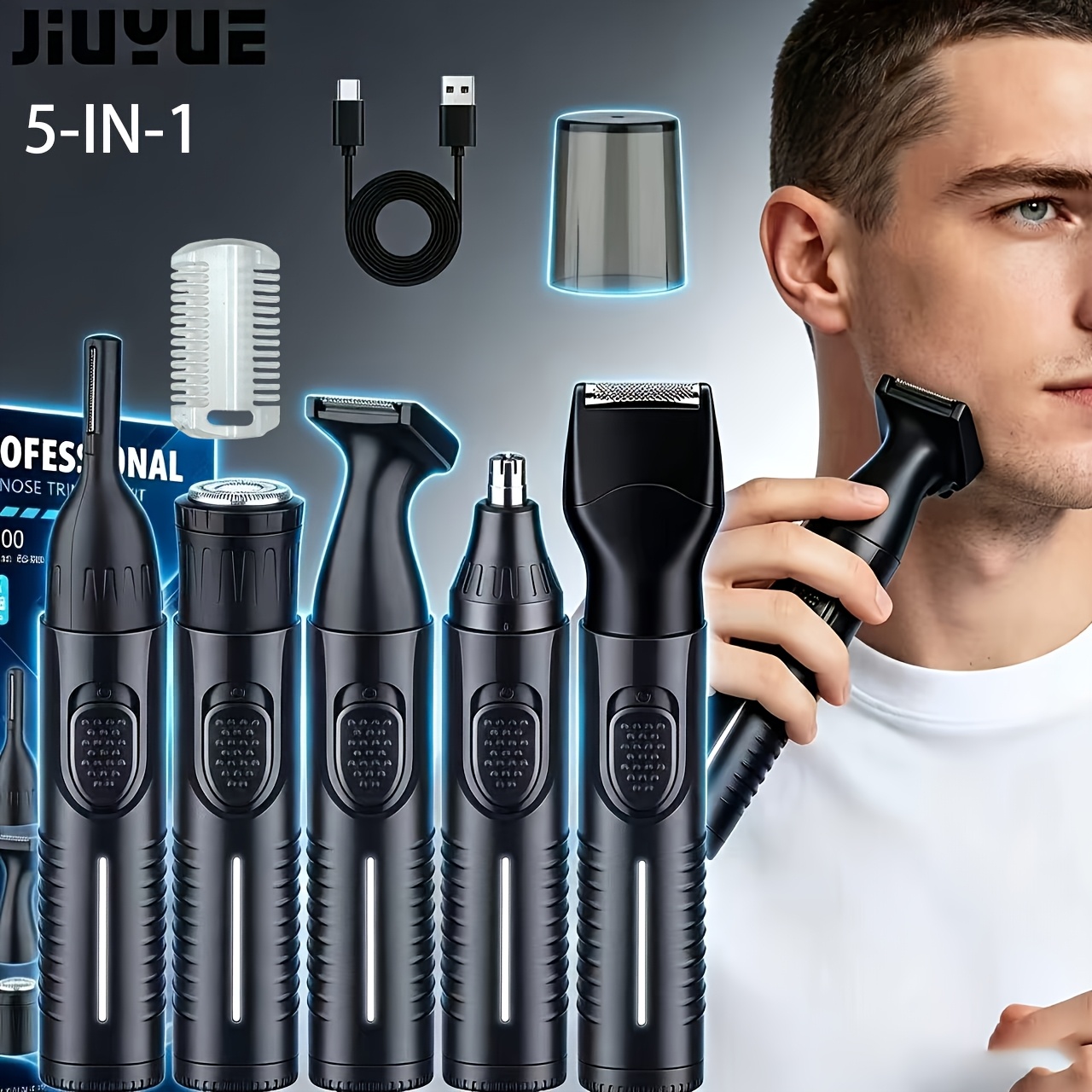 TEMU Jiuyue Multi-functional Replaceable Head Body Hair Trimmer For Men And Women, Multi-functional Hair Trimmer Combination Kit, Suitable For Full