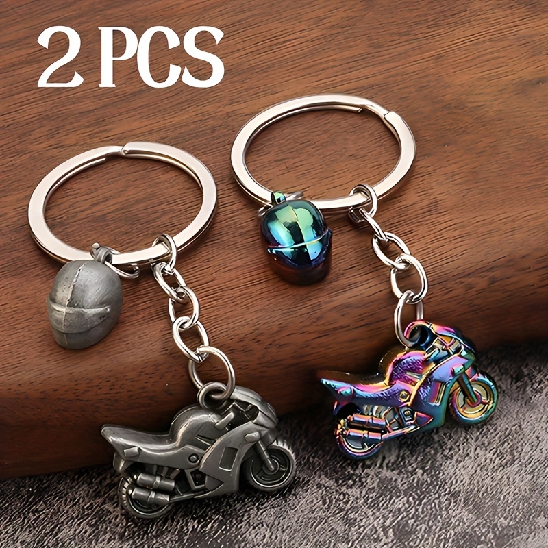 2pcs Creative Three-dimensional Simulation Heavy Motorcycle Keychain Car Advertising Waist Hanging Key Ring Chain Pendant Gift For