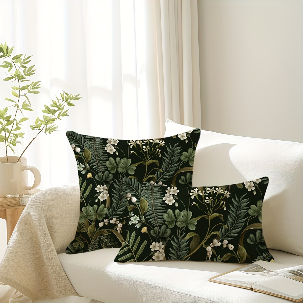 

1pc Botanical Print Throw Pillow Cover, Vintage Floral Plant Decor Cushion Cover, 11.8in*19.7in, 17.7in*17.7in, Decorations For Home, For Couch Sofa Living Room Bedroom, Without Pillow Insert