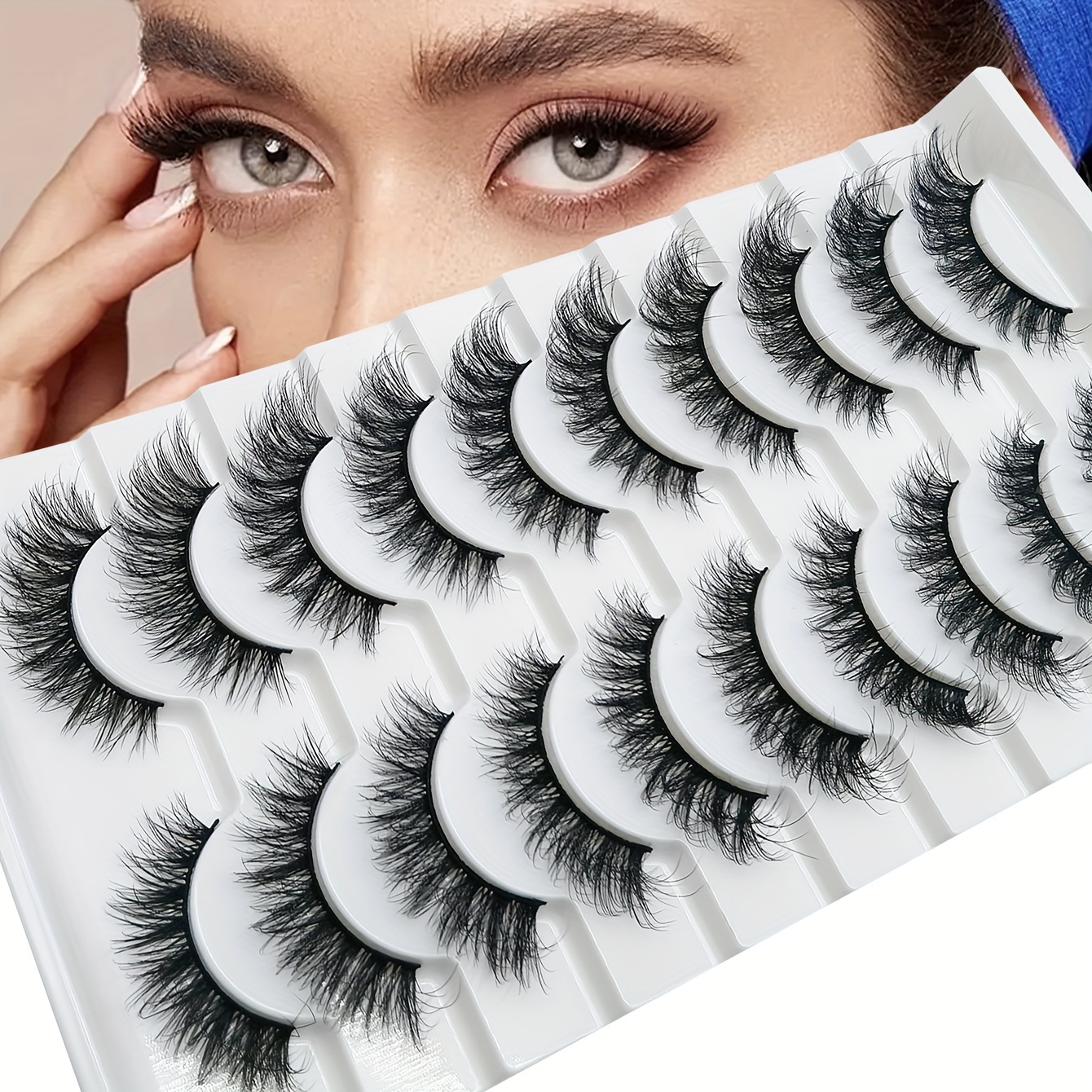 

10 Pairs Multi-pack Handmade Fluffy False Eyelashes Set, Cc Cdd , Doll, Cosplay, Natural, , Cat Eye Styles, Mixed Lengths 10-18mm, Unscented, With Easy To Apply For Stage & Makeup Looks