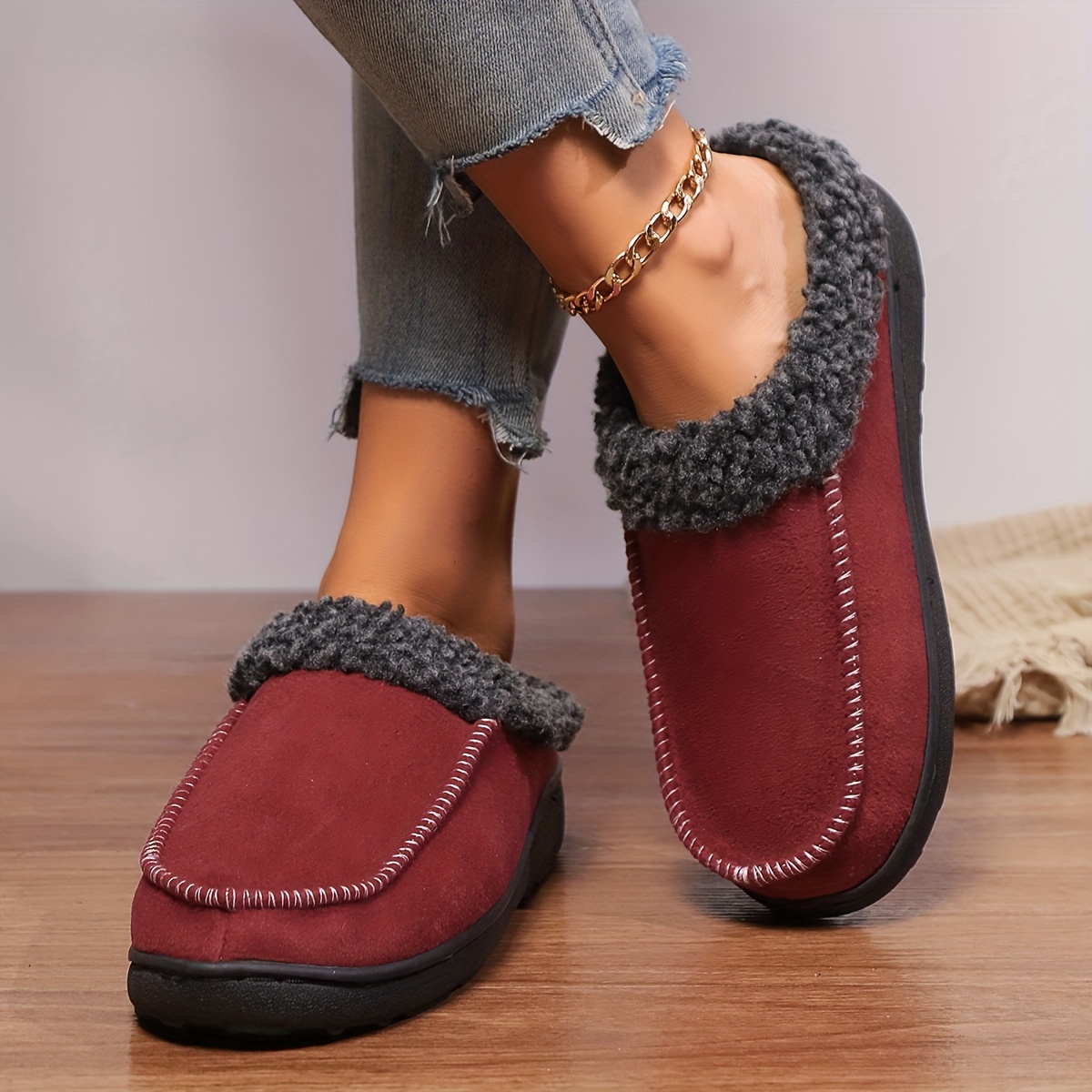 color slip on slippers comfortable fabric upper with tpr sole   indoor outdoor unisex slippers details 6