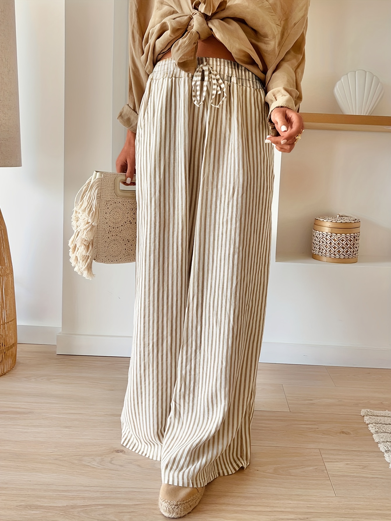 Women Y2k Striped Print Pants Casual Loose Fit High Waist