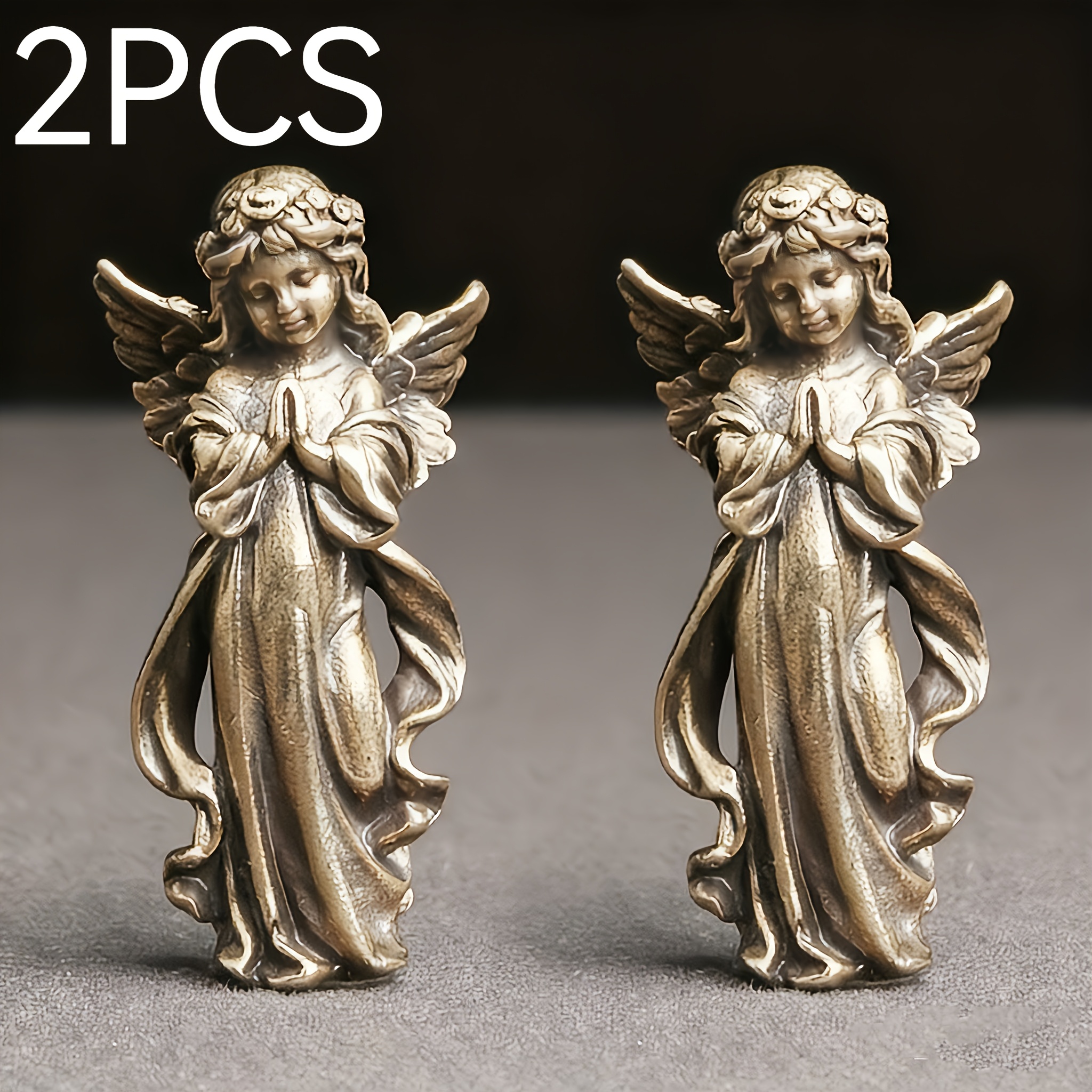 Image of 1pc/2pcs Vintage Brass Ornaments, Exquisite And Cute Girls, Symbolizing Decorations, Suitable For Home Decoration, Living Room Or Bedroom Tabletop Placement, Handmade Without Electricity
