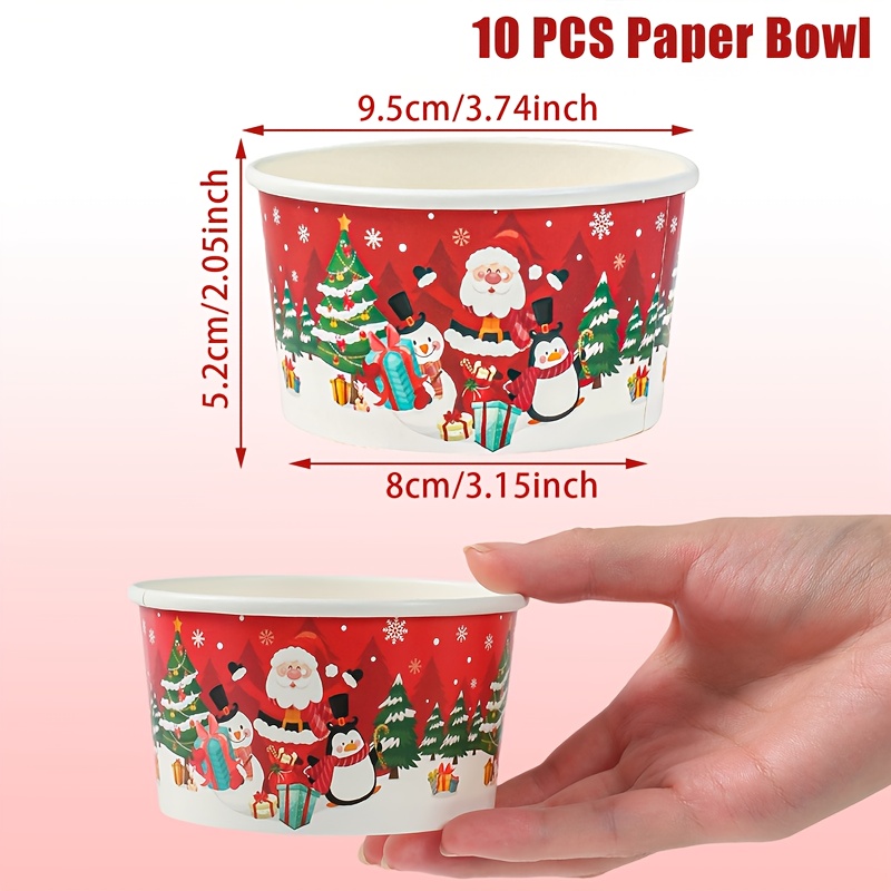 TEMU 10pcs,christmas Santa Claus Paper Bowls,snowman Penguin Christmas Tree Tableware,merry Christmas Decorations,christmas Gifts, Decor, Gifts,noel