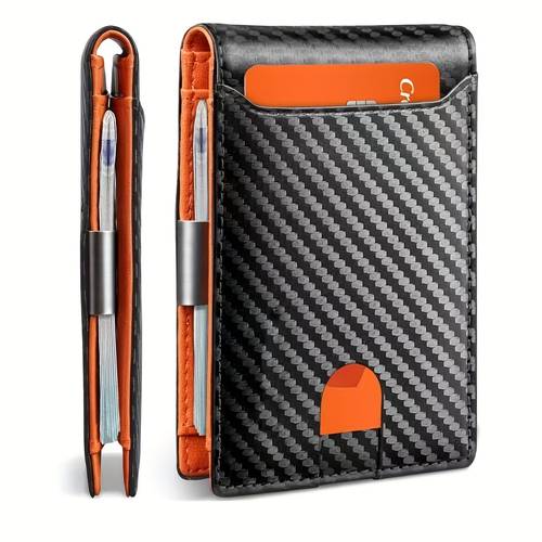 1pc per pack carbon fiber ultra thin wallet business 1cm thin body rfid anti theft 11 card slots wallet transparent id window commuter travel essential artifact