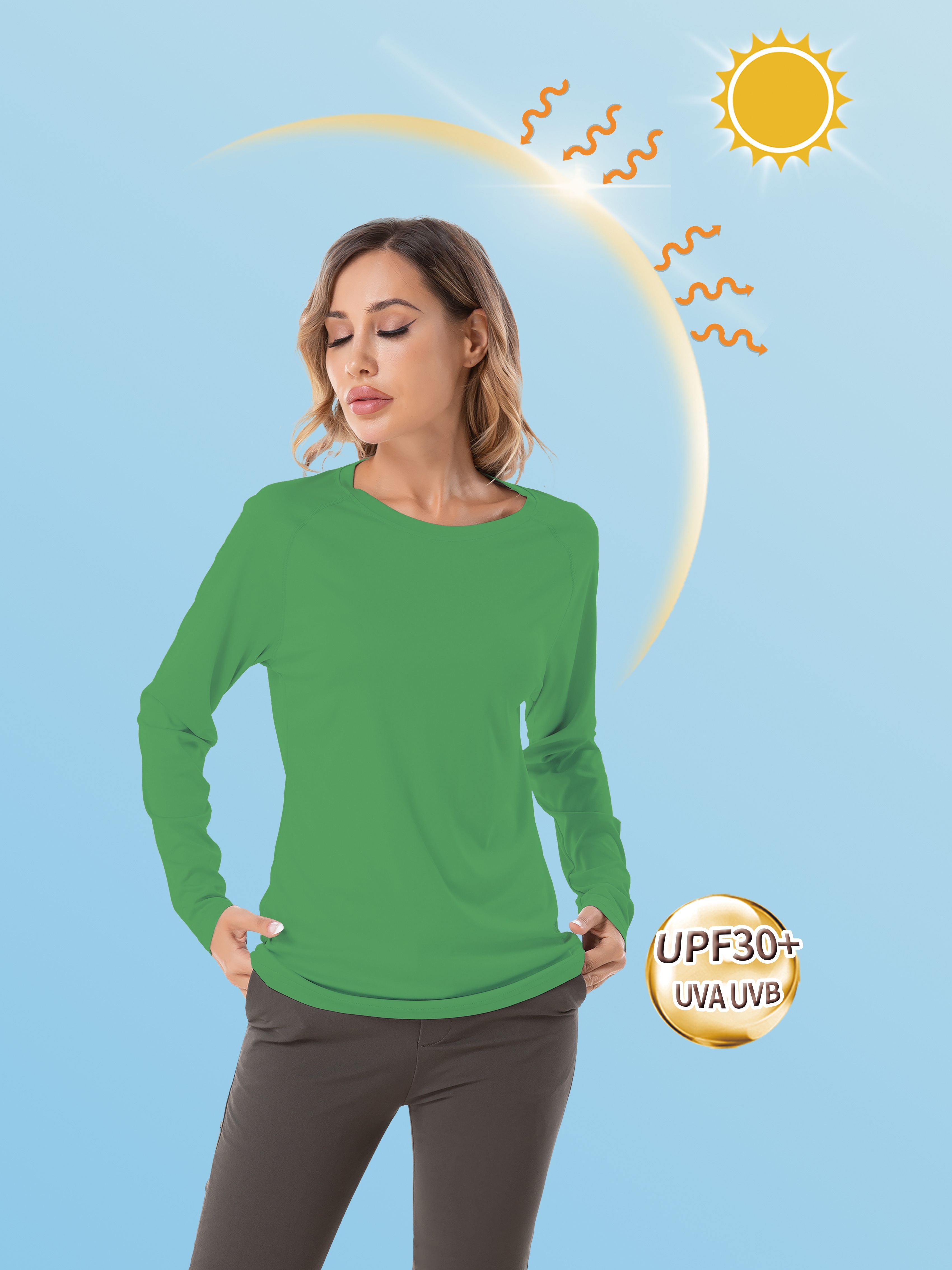 Womens Upf50 Outdoor Sun Protection Long Sleeve T Shirt Quick