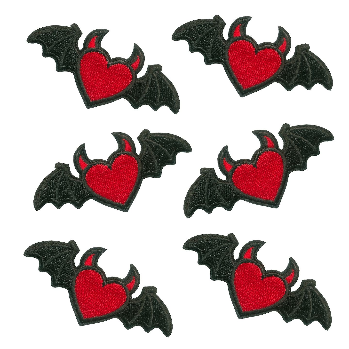 TEMU 6 pezzi di adesivi patch con a forma di cuore e ali di , da stirare o cucire, adatti per vestiti, zaini e , decorazioni resistenti e colorate
