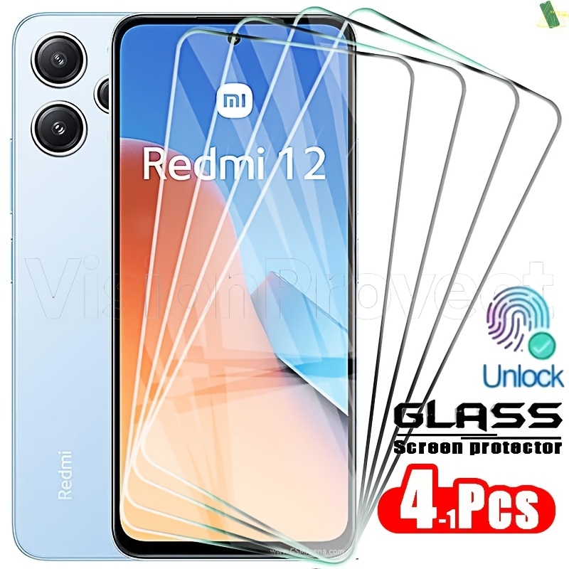 E-shop 4 Stück Displayschutzfolien aus gehärtetem Glas für Xiaomi Redmi 12, Note 12S, 12 Pro Plus und 12C (beide 4G- und 5G-Versionen), mit 9H