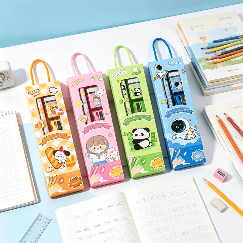 20pcs Cartoon Pencil Set with Eraser & Sharpener, 5-In-1 Kit