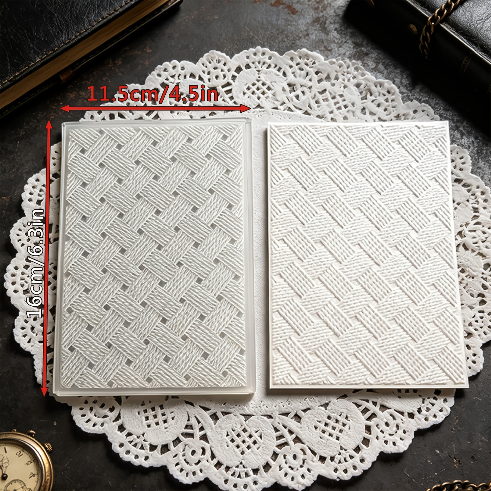 TEMU Plastic 3 Woven Texture Embossing Template Board With Diagonal Woven Patterns & Relief Plate - Compatible For Diy Crafts, Greeting Cards,