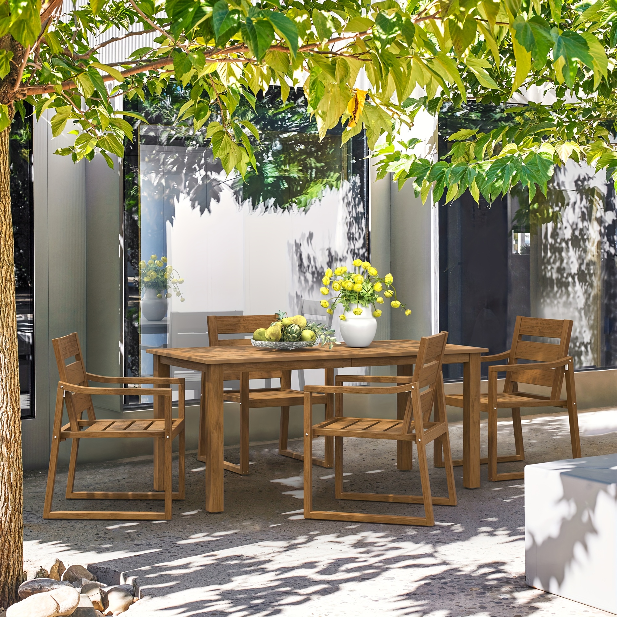 HDPS Outdoor Dining Table, Weather-Resistant Rectangle Patio Dining Table, 500 LBS Weight Capacity, Outdoor Patio Table for Outside Indoor, Lawn, Garden, And Backyard