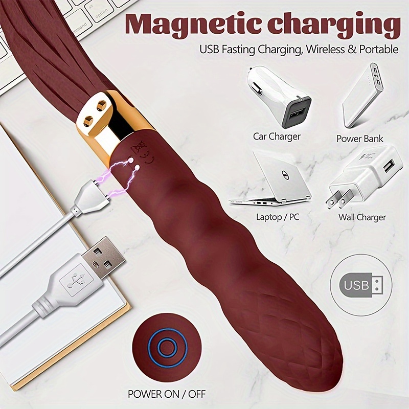 2 in 1 whip vibrator faux leather anal stick with 10 vibration usb rechargeable soft silicone for couples play 6